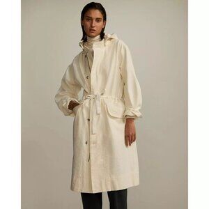 Everlane The Canvas Organic Cotton Parka Hooded Bone White Womens Size XXS